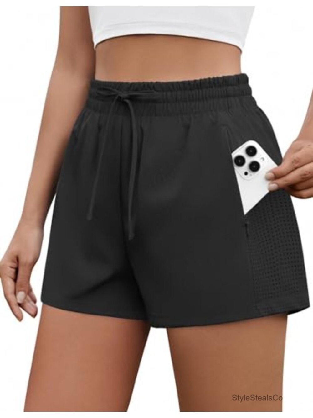 High Waisted 2 in 1 Running Shorts with Zipper Pockets